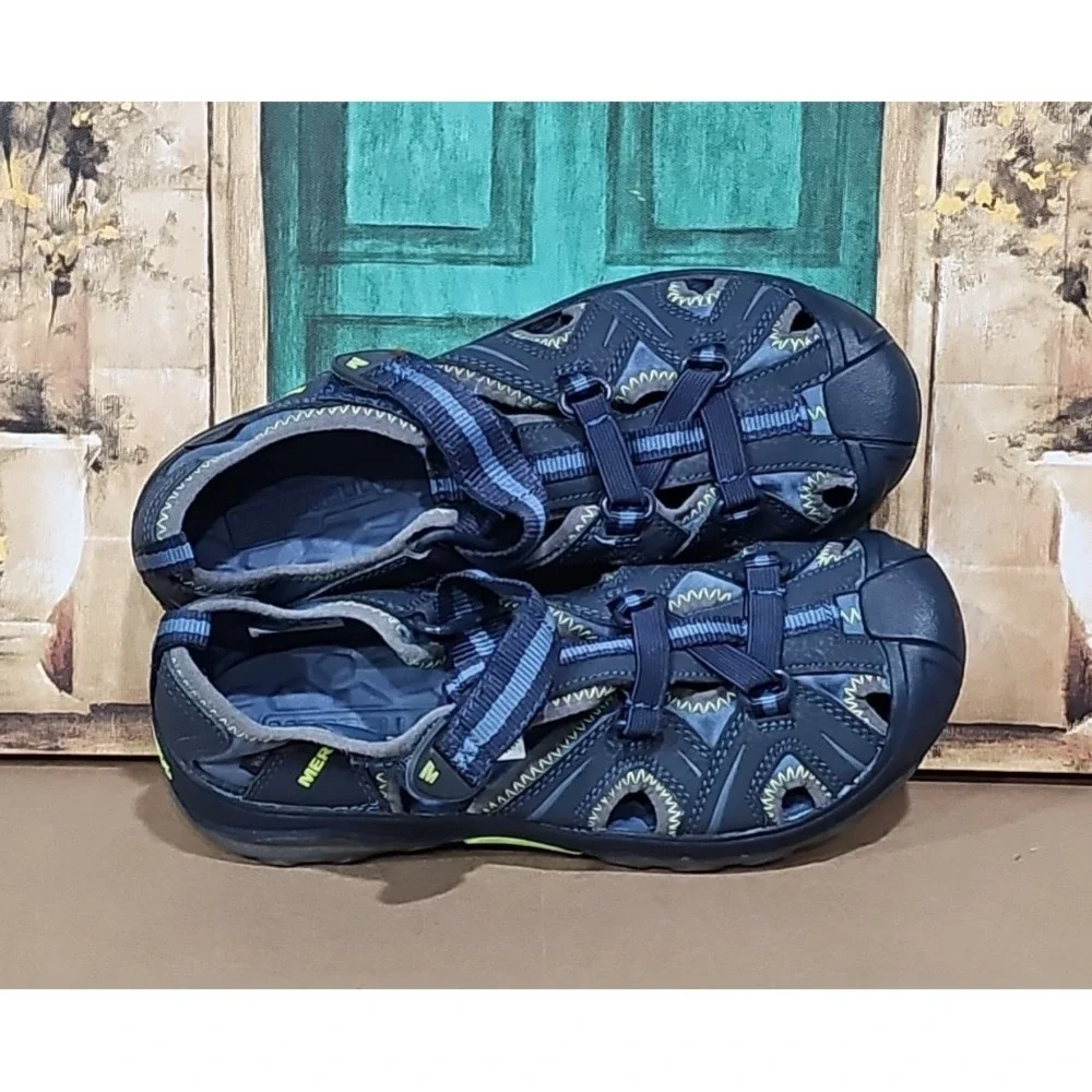 Merrell Kids Boys‎ Hydro Hiker Waterproof Sandals Navy Green Leather Textile 4M